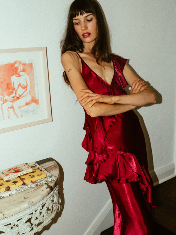 Tallulah Dress in Claret — view 28