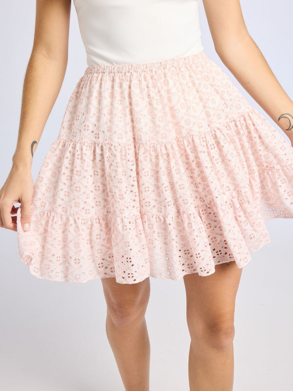 Tania Skirt in Rose Eyelet — view 5