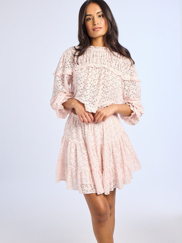 Tania Skirt in Rose Eyelet — view 3
