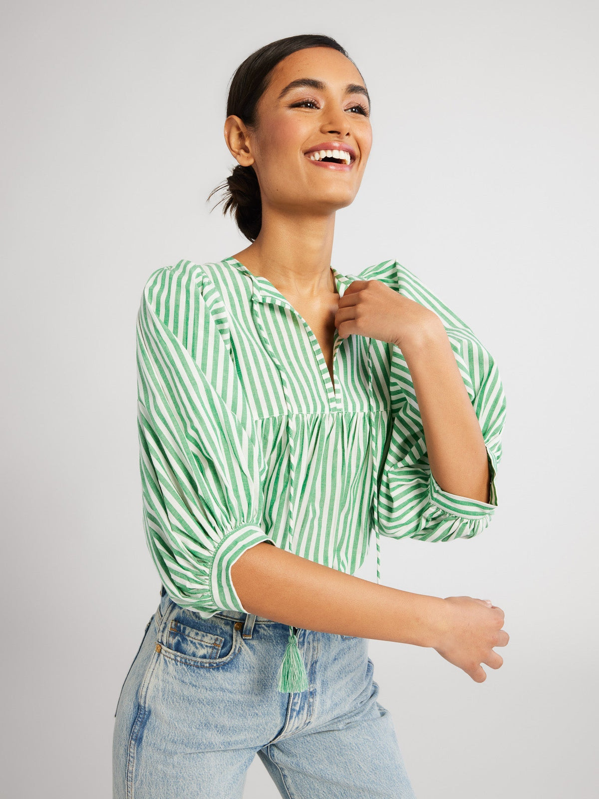 Thalia Top in Kelly Stripe – MILLE