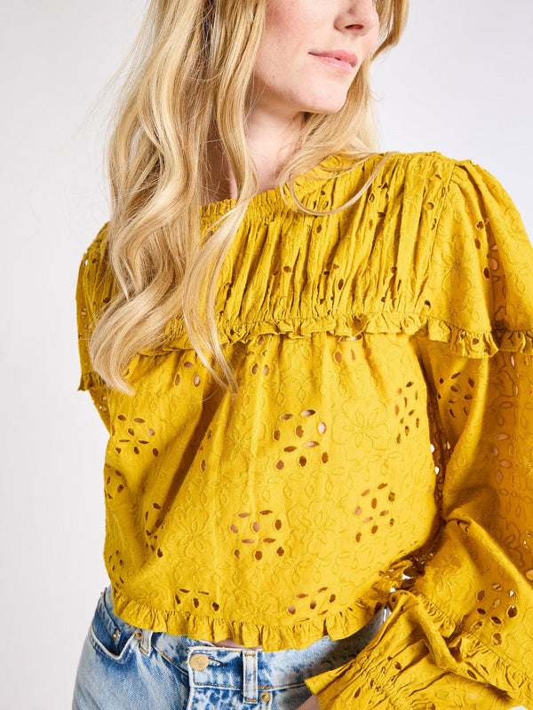 Thea Top in Marigold Eyelet — view 5