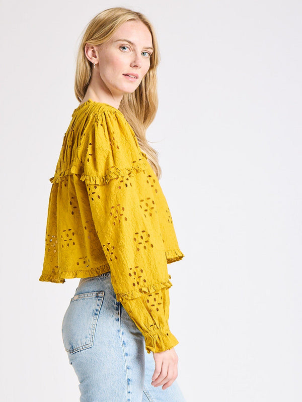 Thea Top in Marigold Eyelet — view 3