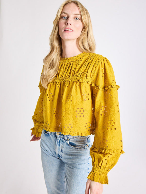 Thea Top in Marigold Eyelet — view 4