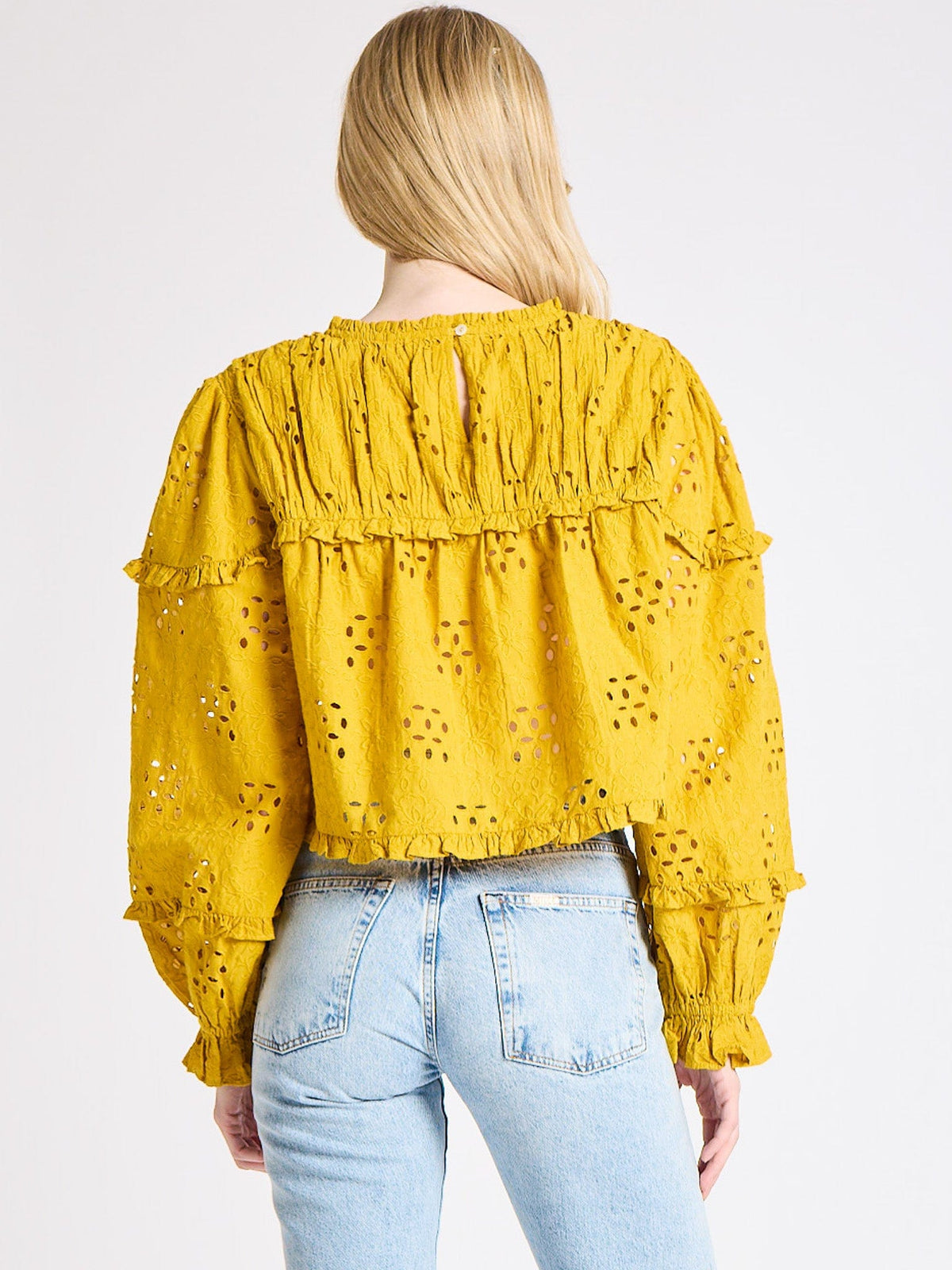 Thea Top in Marigold Eyelet — The eyelet