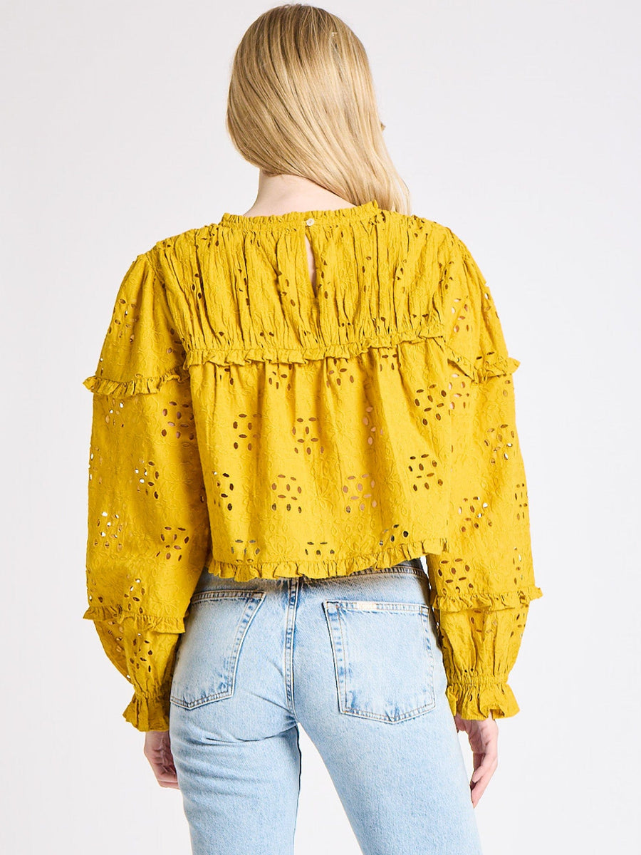 Thea Top in Marigold Eyelet — alternate view