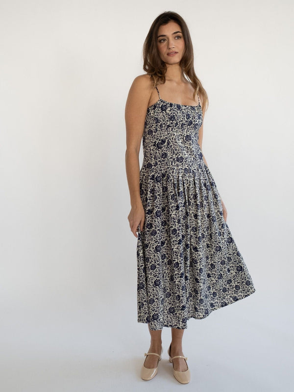 Tully Dress in Indigo Floral — view 5