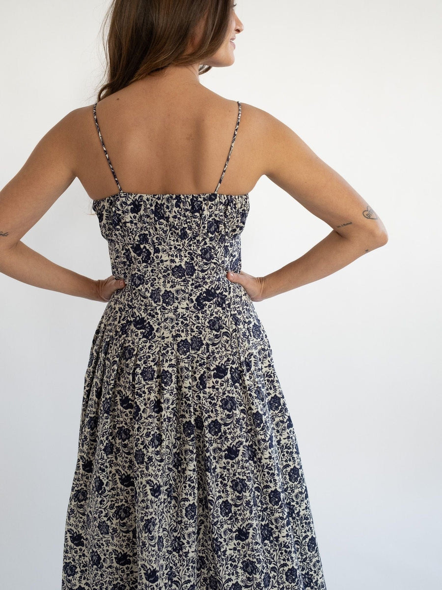Tully Dress in Indigo Floral — alternate view