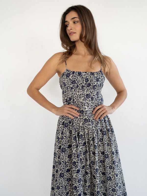 Tully Dress in Indigo Floral — view 13