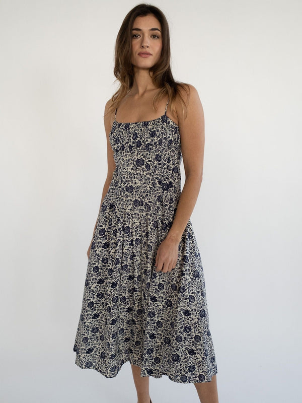 Tully Dress in Indigo Floral — view 15
