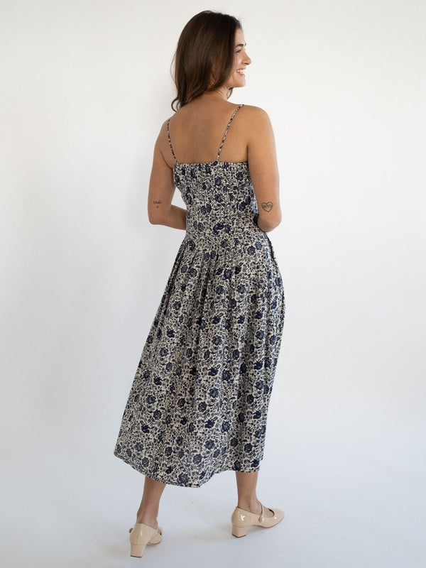 Tully Dress in Indigo Floral — view 8