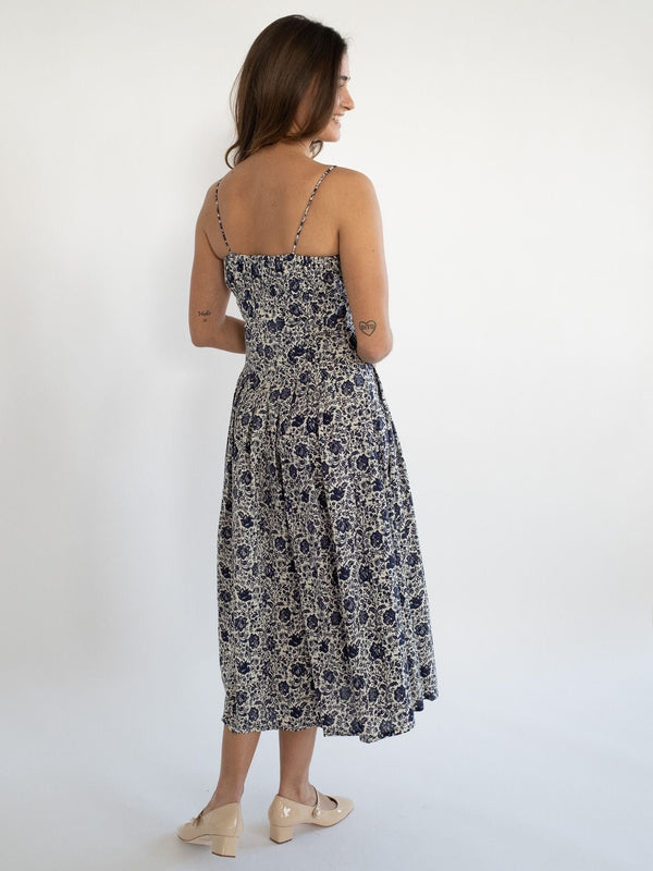 Tully Dress in Indigo Floral — view 7