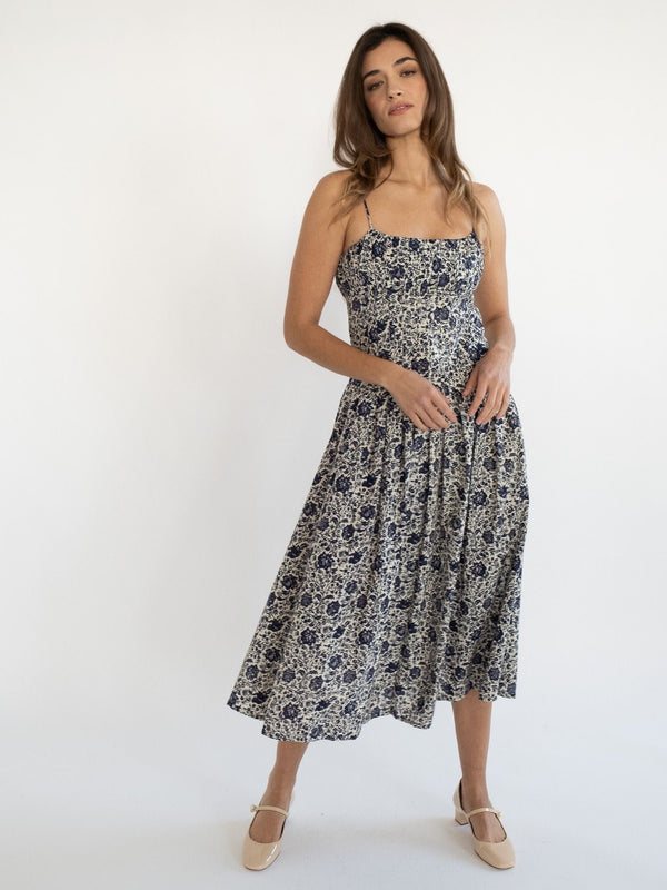 Tully Dress in Indigo Floral — view 12