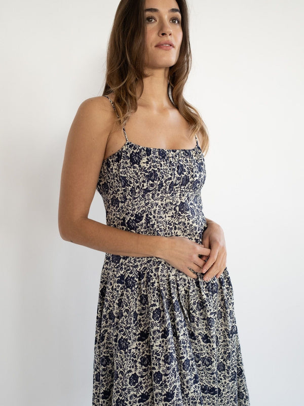 Tully Dress in Indigo Floral — view 14