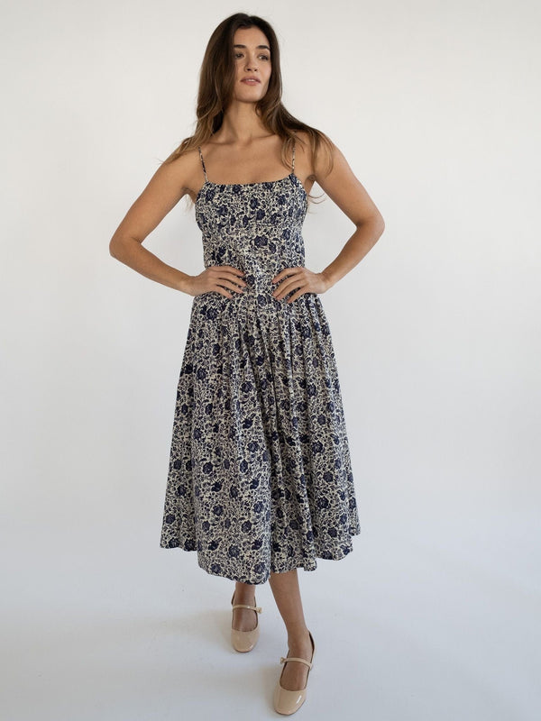 Tully Dress in Indigo Floral — view 16
