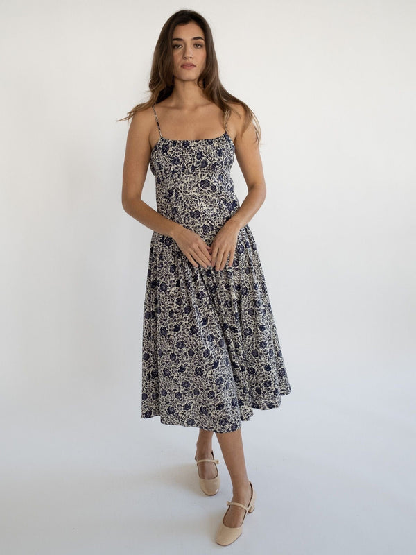 Tully Dress in Indigo Floral — view 17