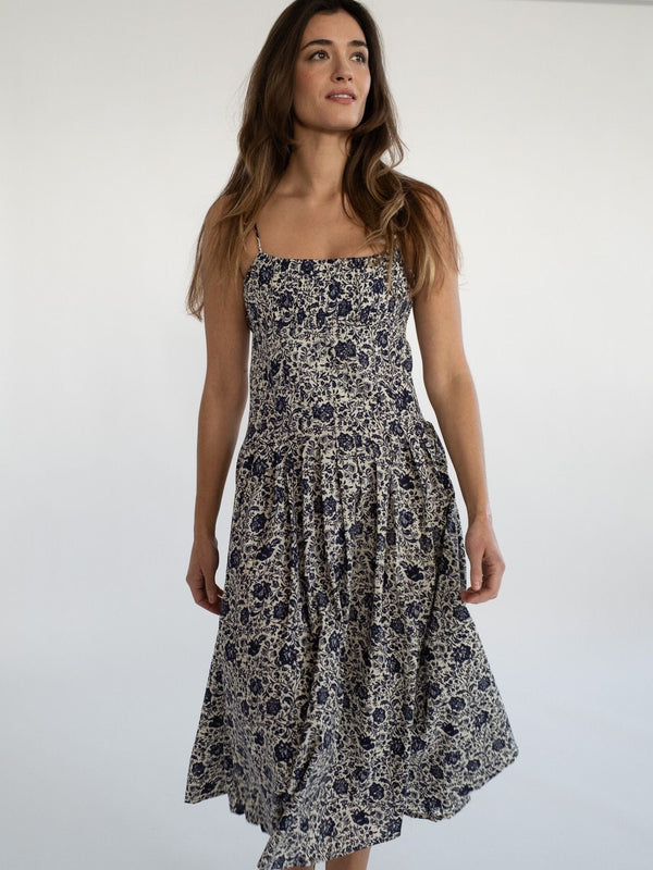 Tully Dress in Indigo Floral — view 6