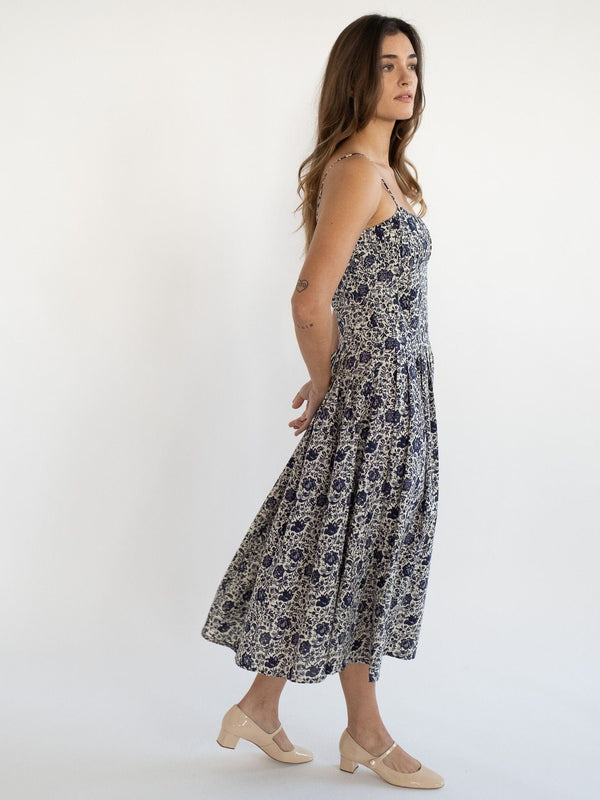 Tully Dress in Indigo Floral — view 3