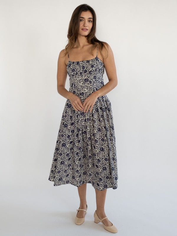Tully Dress in Indigo Floral — view 4