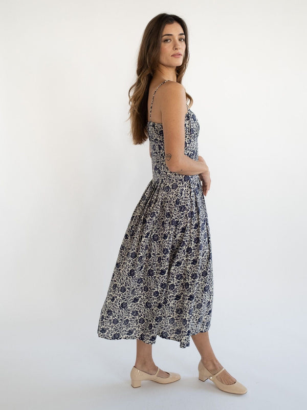 Tully Dress in Indigo Floral — view 11