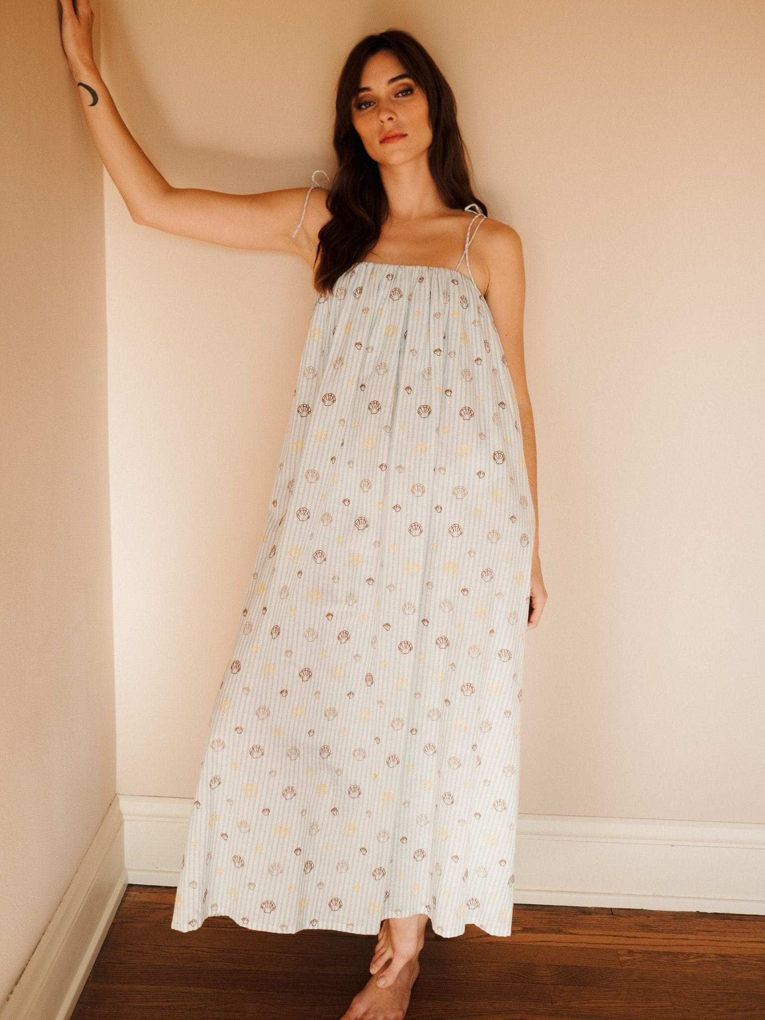 MILLE Clothing Val Dress in Seashell Embroidery