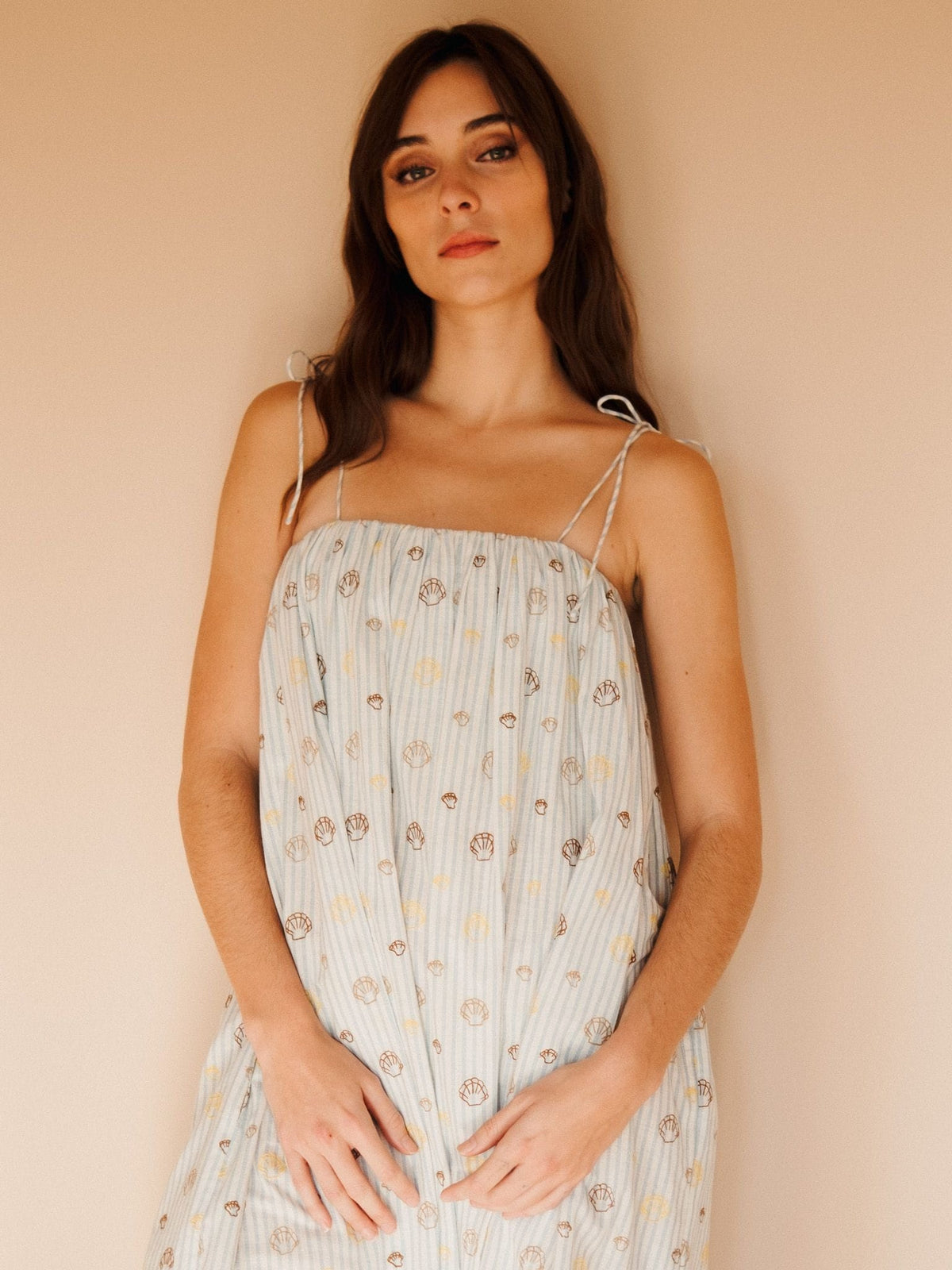 Val Dress in Seashell Embroidery — The cut