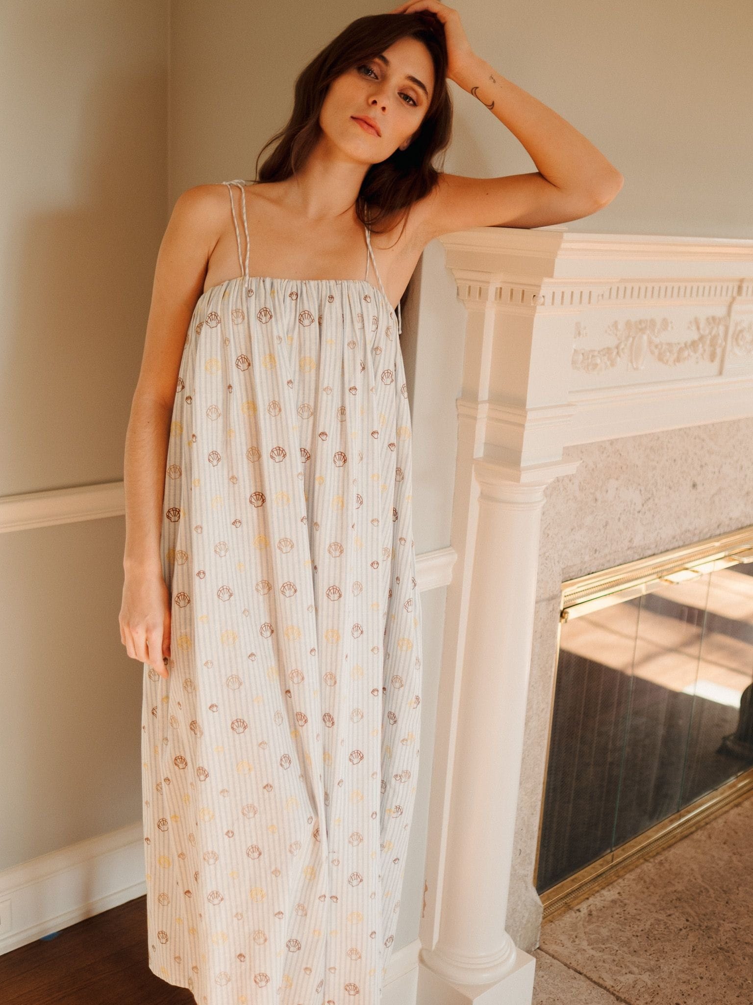 MILLE Clothing Val Dress in Seashell Embroidery