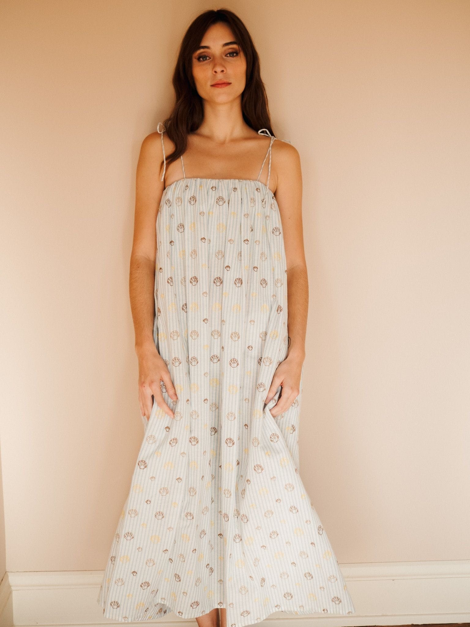 MILLE Clothing Val Dress in Seashell Embroidery