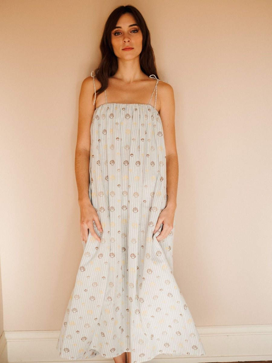 Val Dress in Seashell Embroidery — alternate view