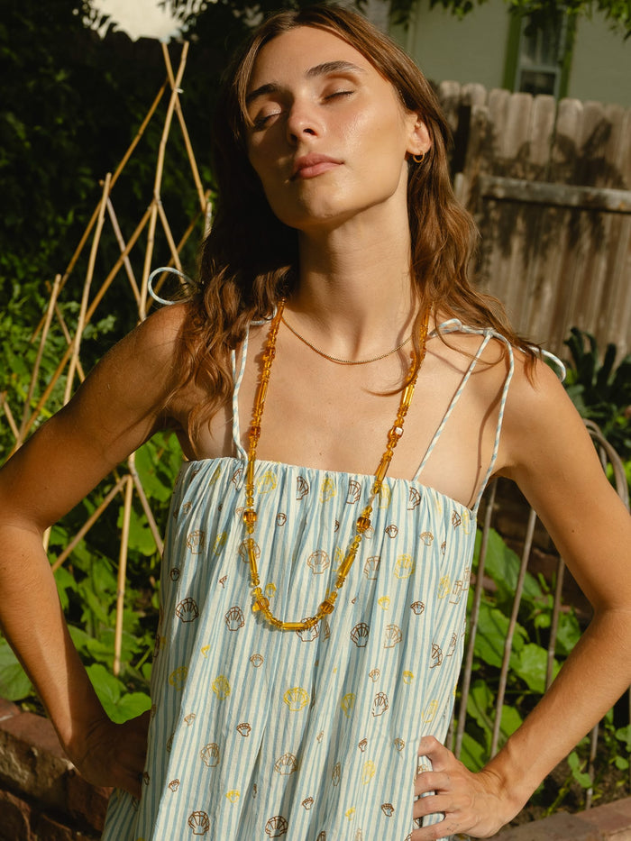 Val Dress in Seashell Embroidery