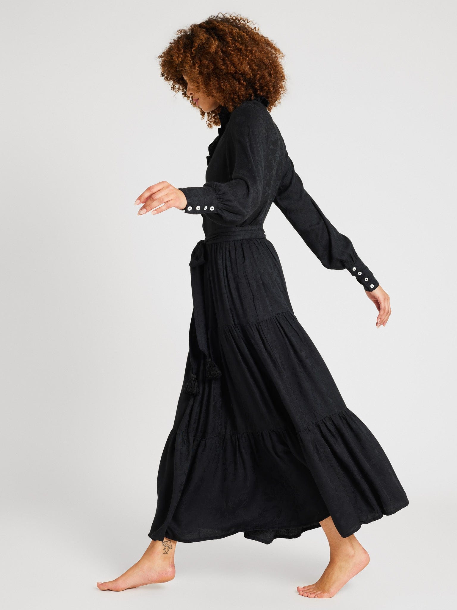 Valentina Dress in Black Jacquard – MILLE