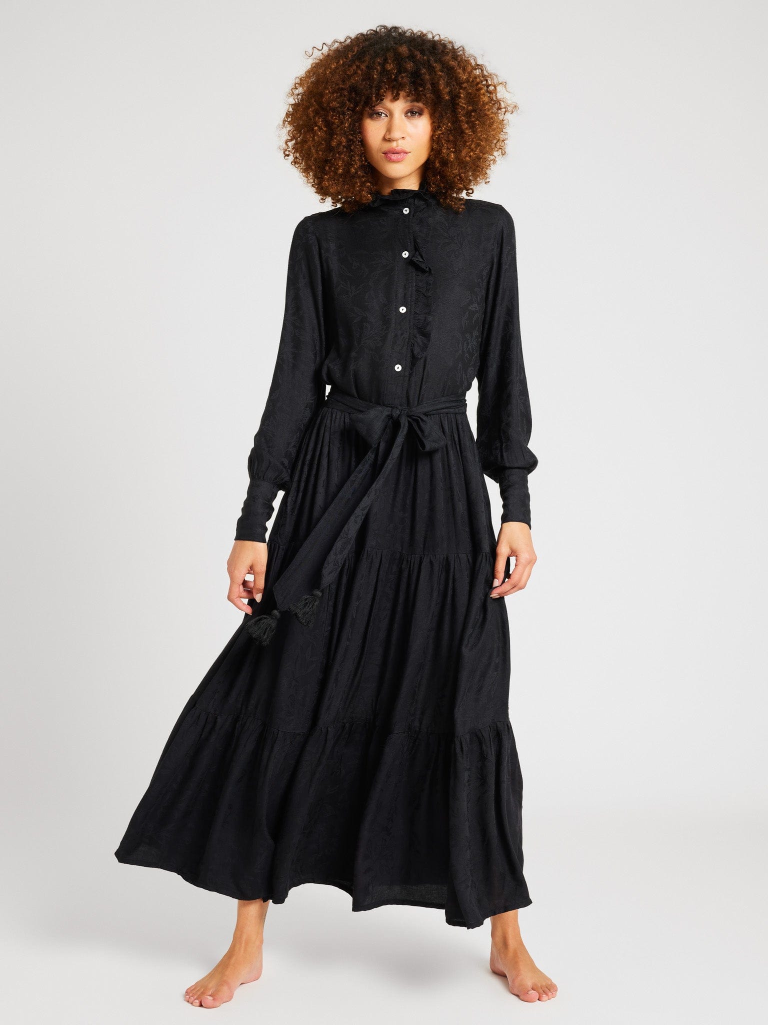 MILLE Clothing Valentina Dress in Black Jacquard