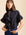 MILLE Vanessa Top in Black – cascading ruffles and bell sleeves, front view