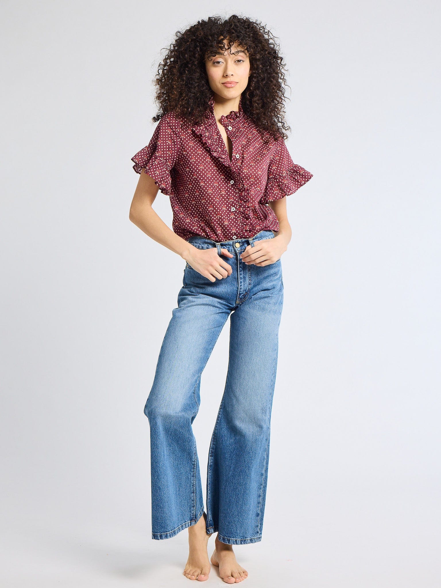 MILLE Clothing Vanessa Top in Burgundy Foulard