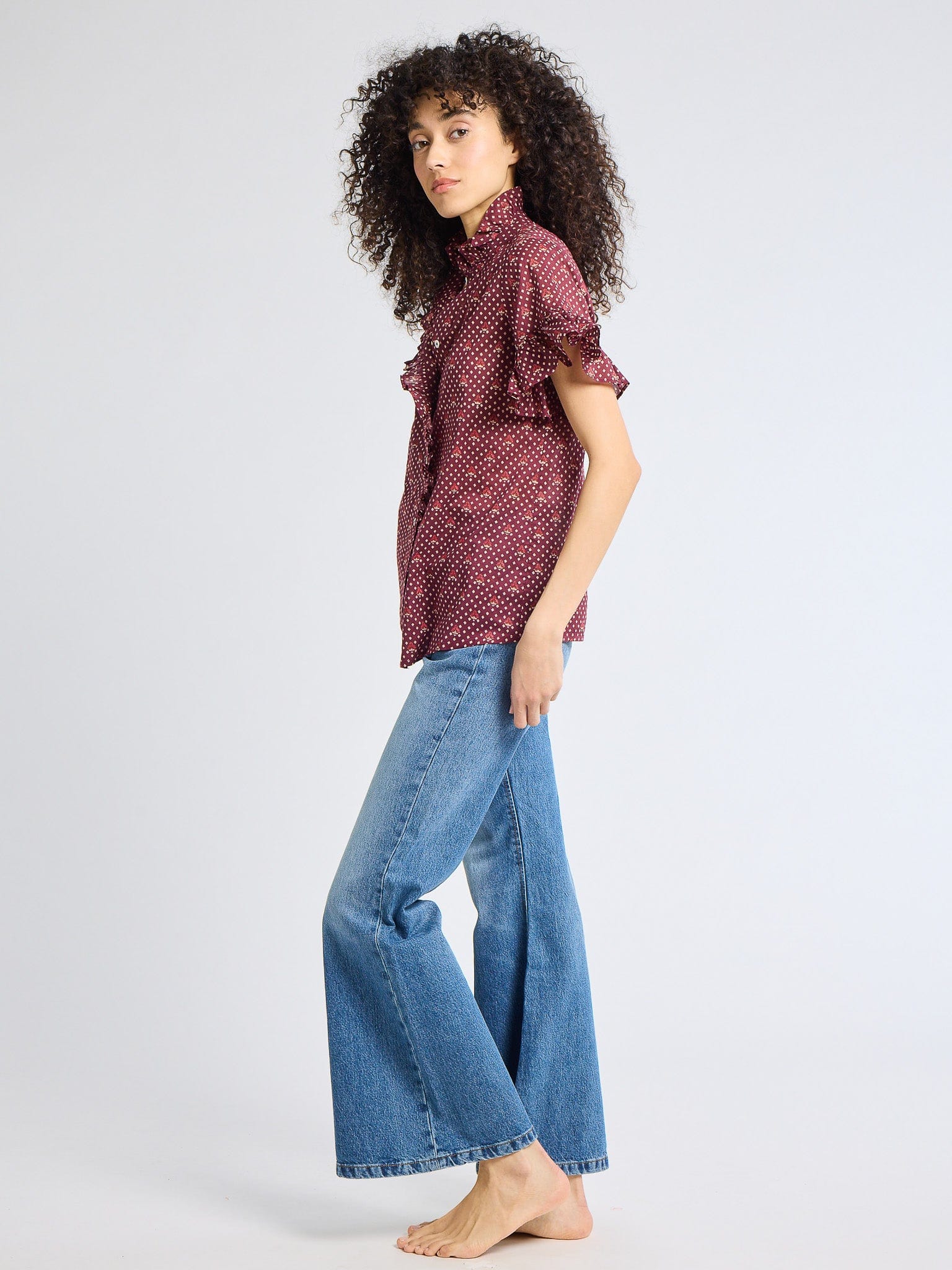 MILLE Clothing Vanessa Top in Burgundy Foulard