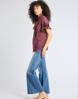 MILLE Clothing Vanessa Top in Burgundy Foulard
