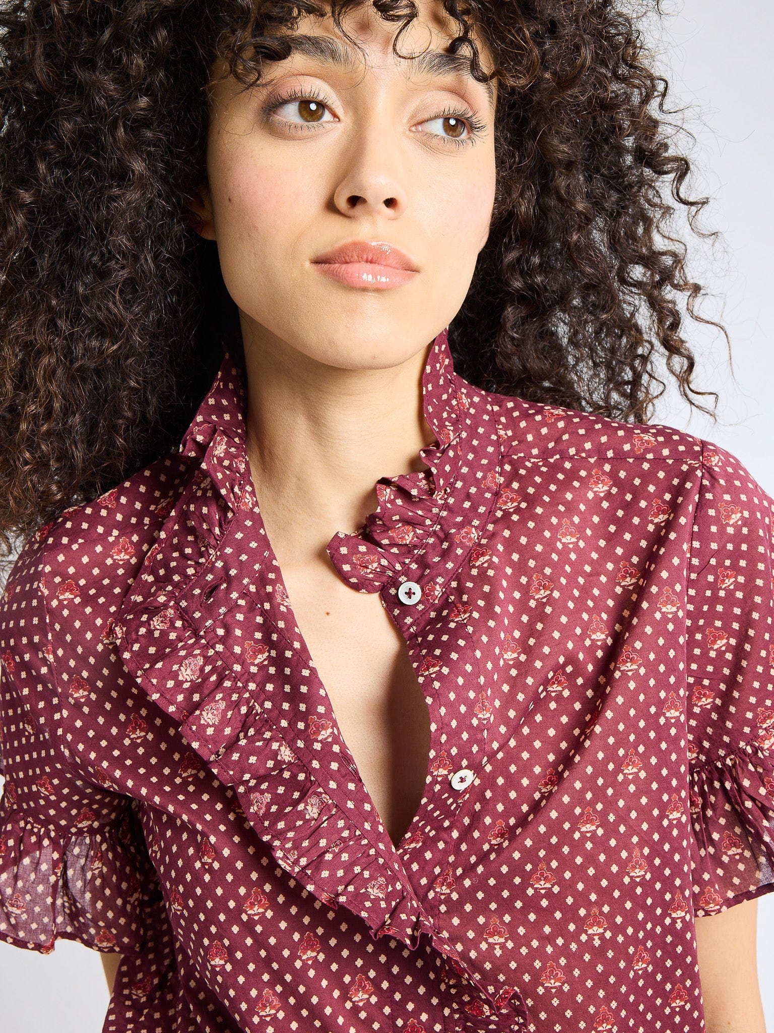 MILLE Clothing Vanessa Top in Burgundy Foulard