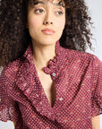 MILLE Clothing Vanessa Top in Burgundy Foulard