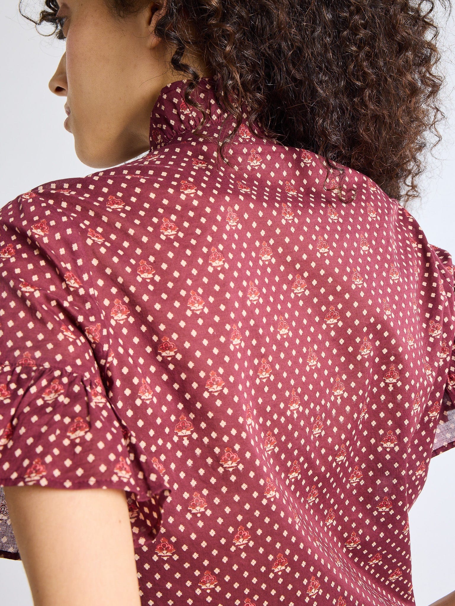 MILLE Clothing Vanessa Top in Burgundy Foulard