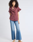 MILLE Clothing Vanessa Top in Burgundy Foulard