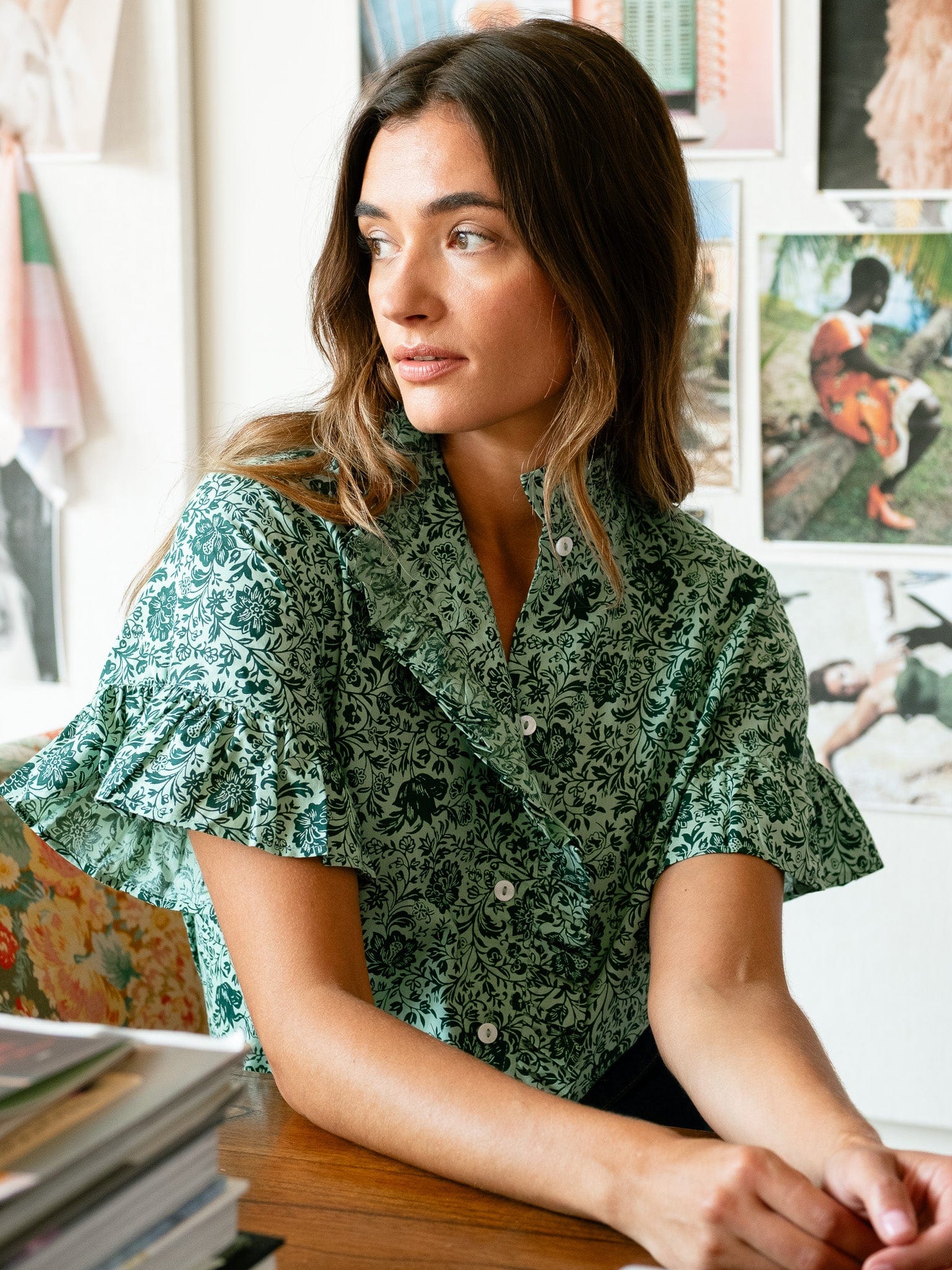 MILLE Clothing Vanessa Top in Jade Floral