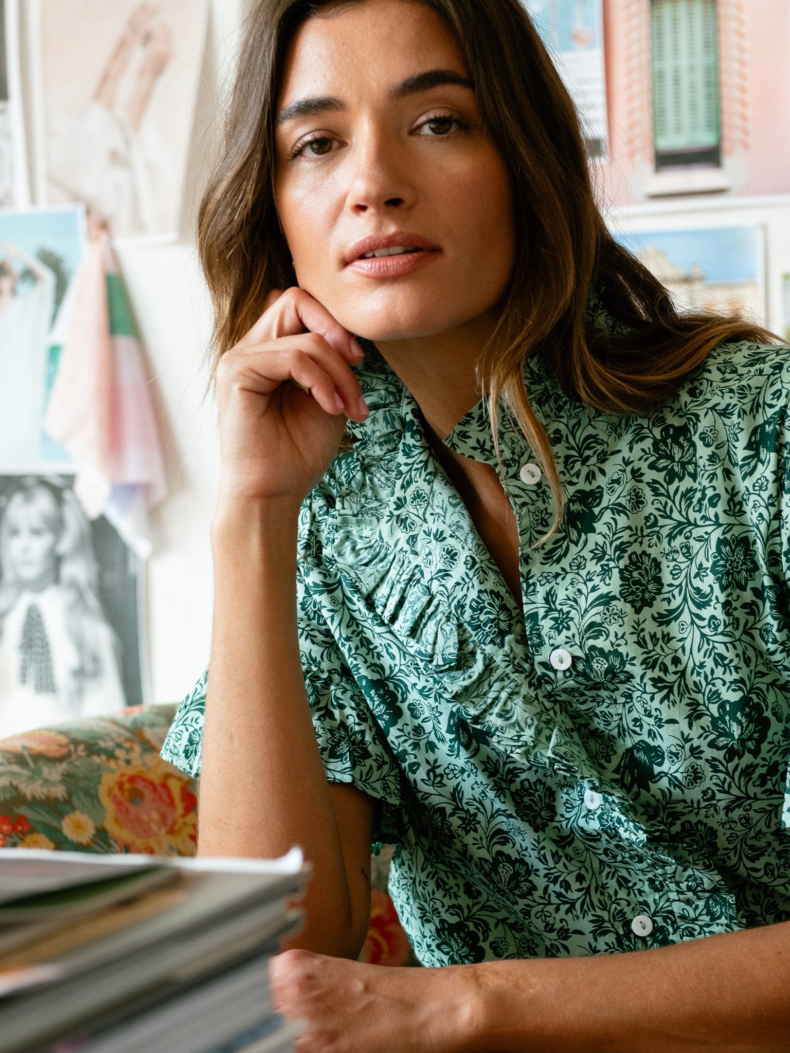 MILLE Clothing Vanessa Top in Jade Floral