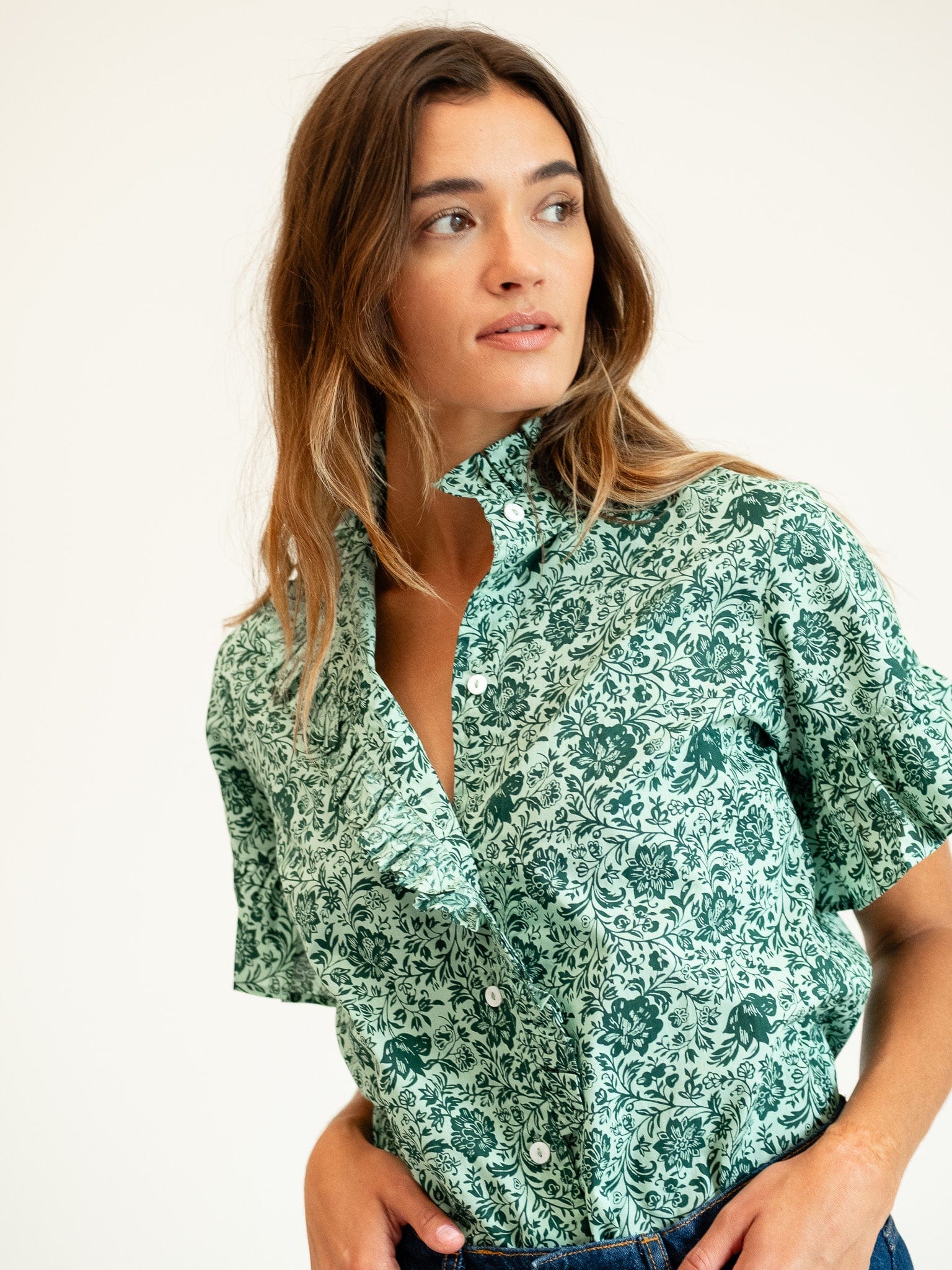 MILLE Clothing Vanessa Top in Jade Floral