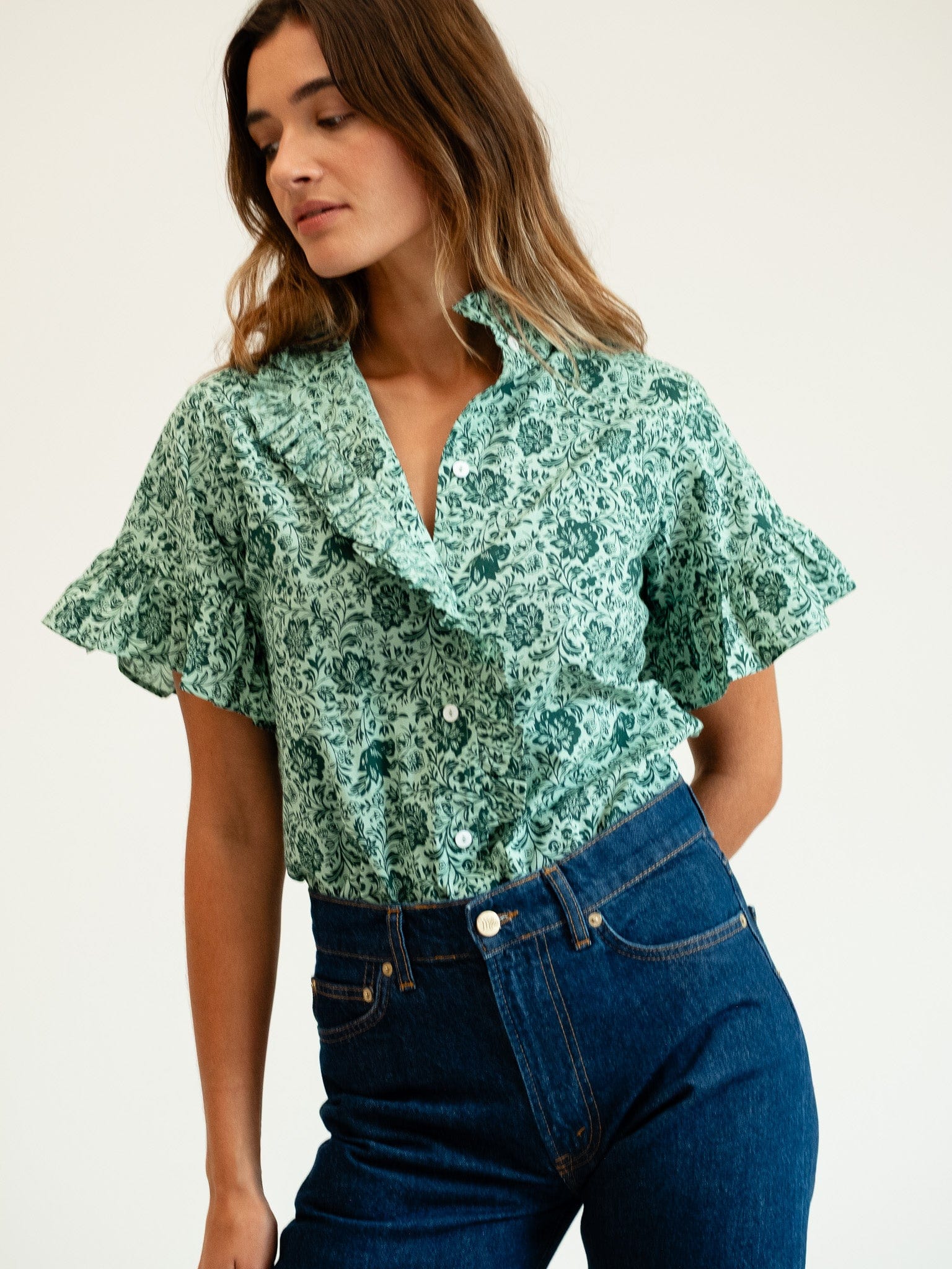 MILLE Clothing Vanessa Top in Jade Floral