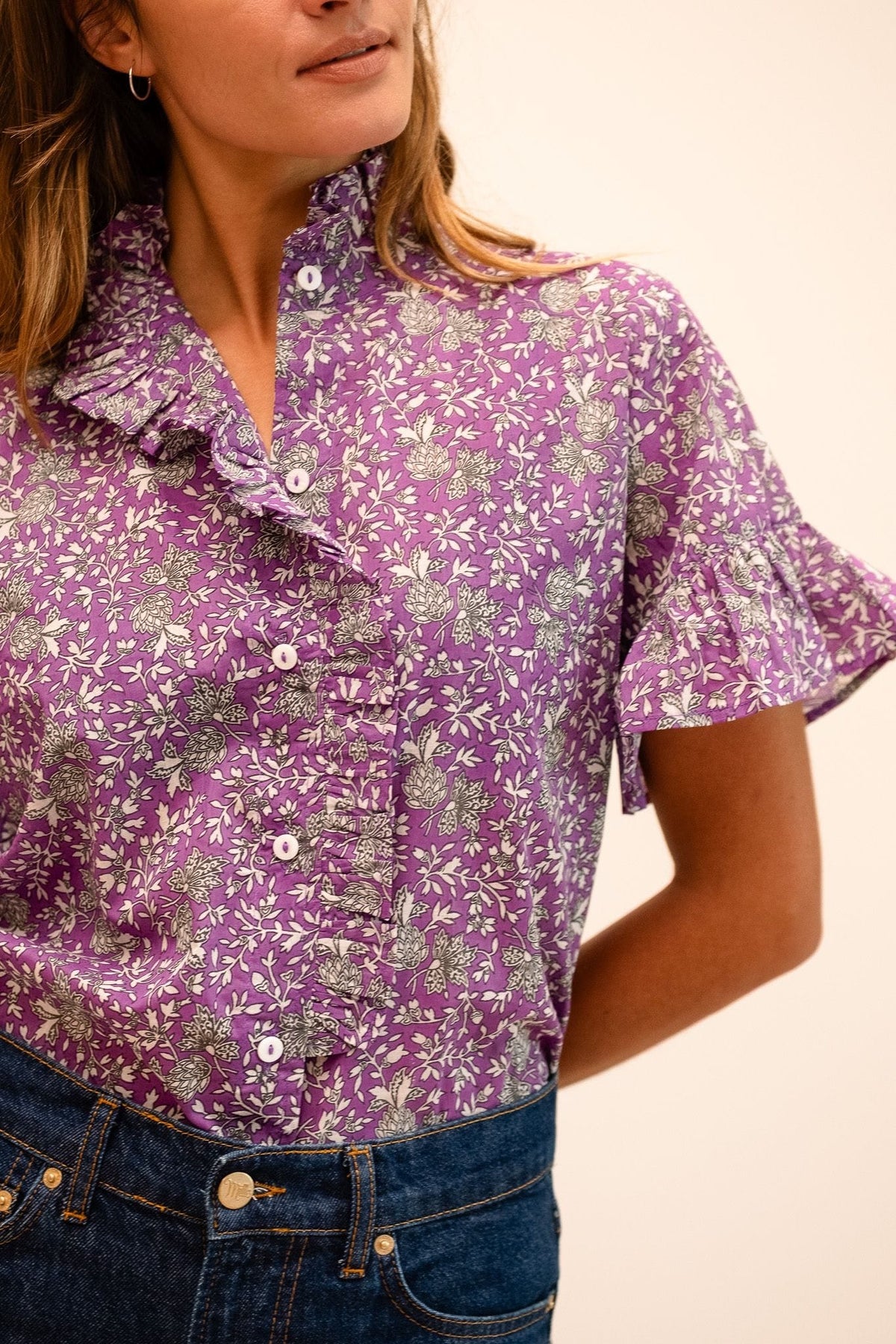 Vanessa Top in Provence Floral — The cut