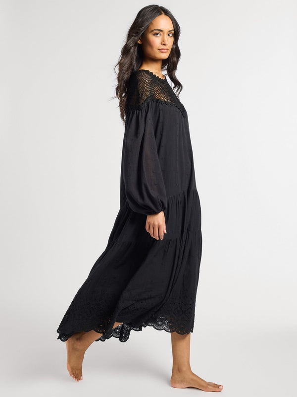 Vega Crochet Dress in Black — view 3