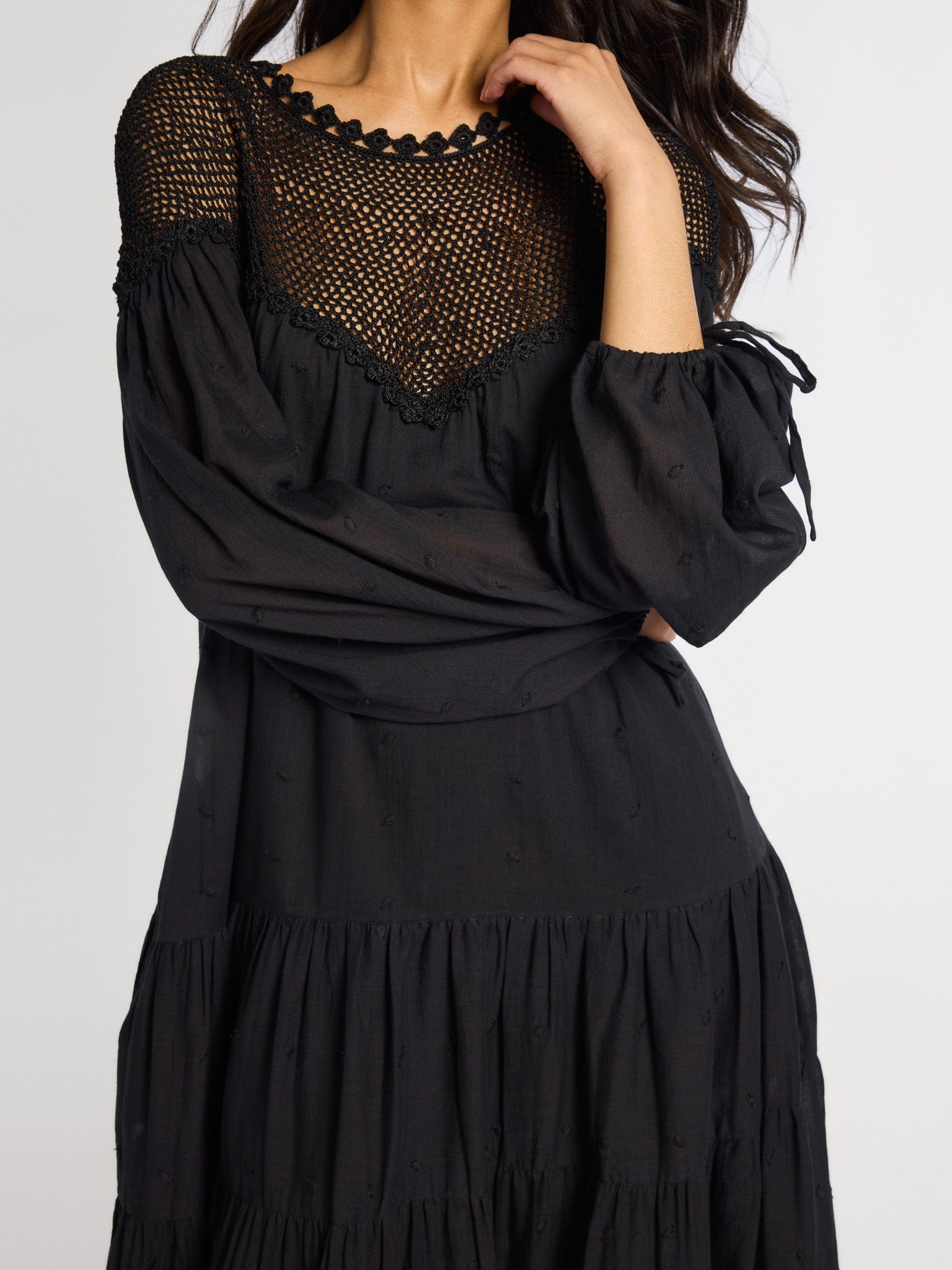 MILLE Clothing Vega Crochet Dress in Black