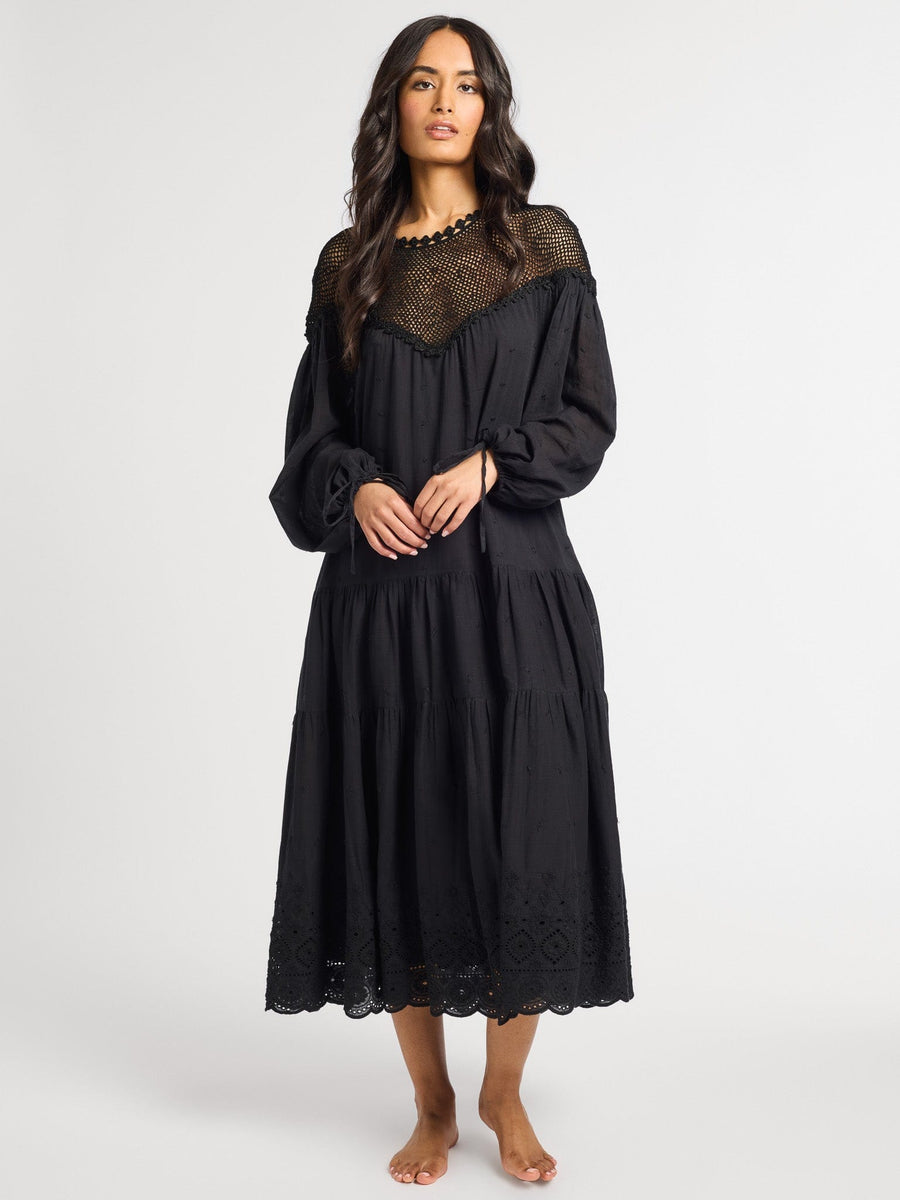 Vega Crochet Dress in Black — alternate view