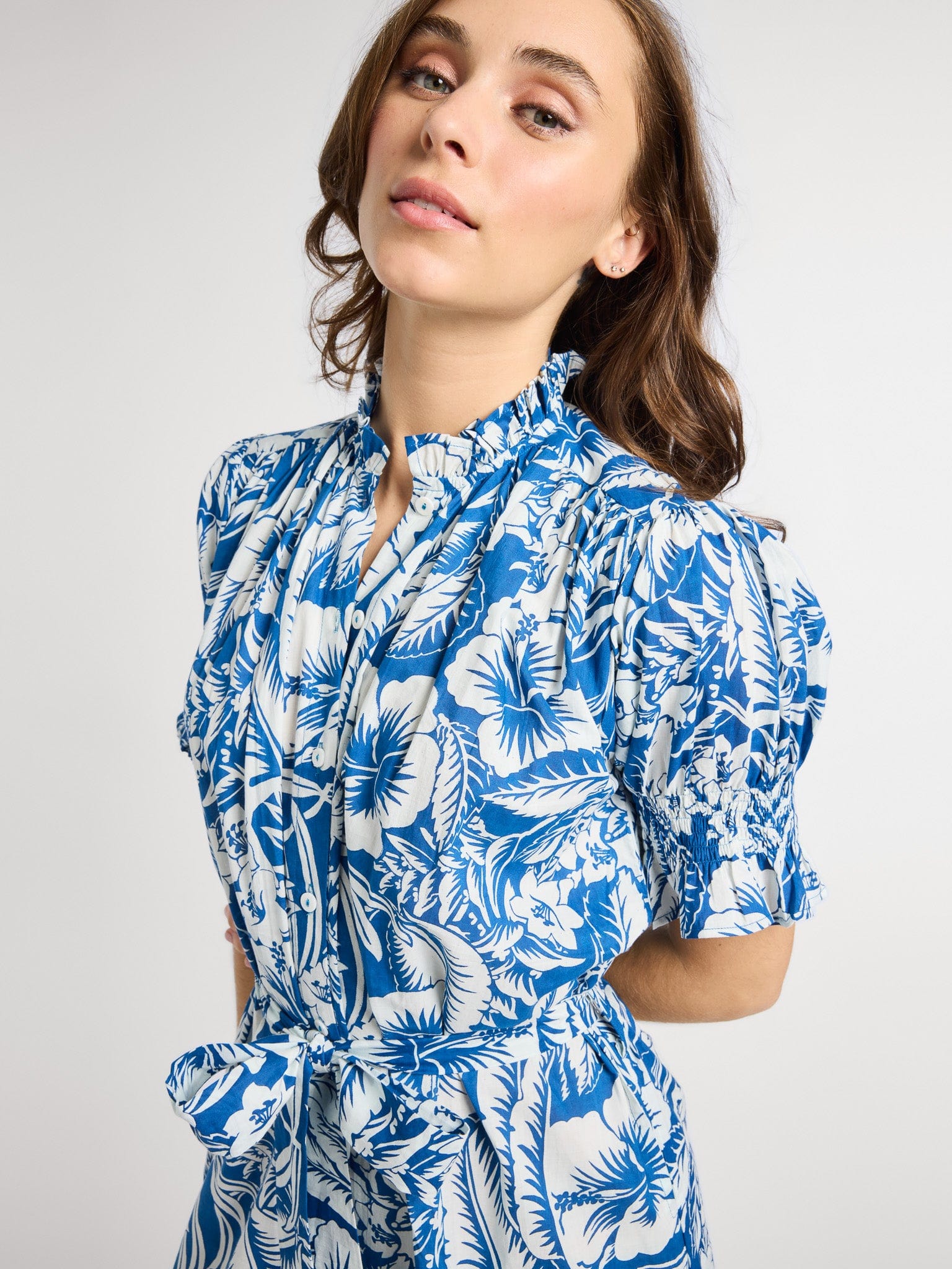 MILLE Clothing Vera Dress in Blue Hibiscus