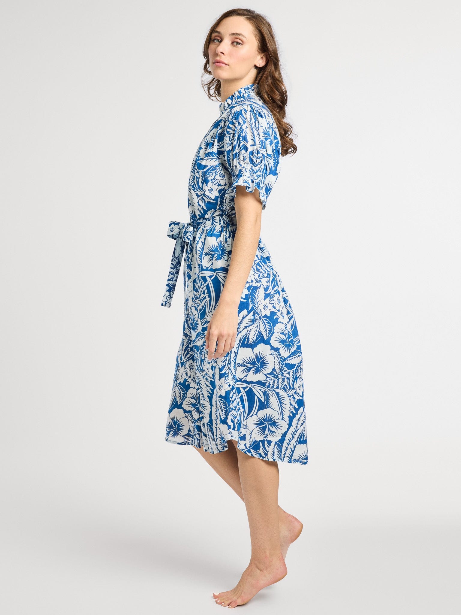 MILLE Clothing Vera Dress in Blue Hibiscus