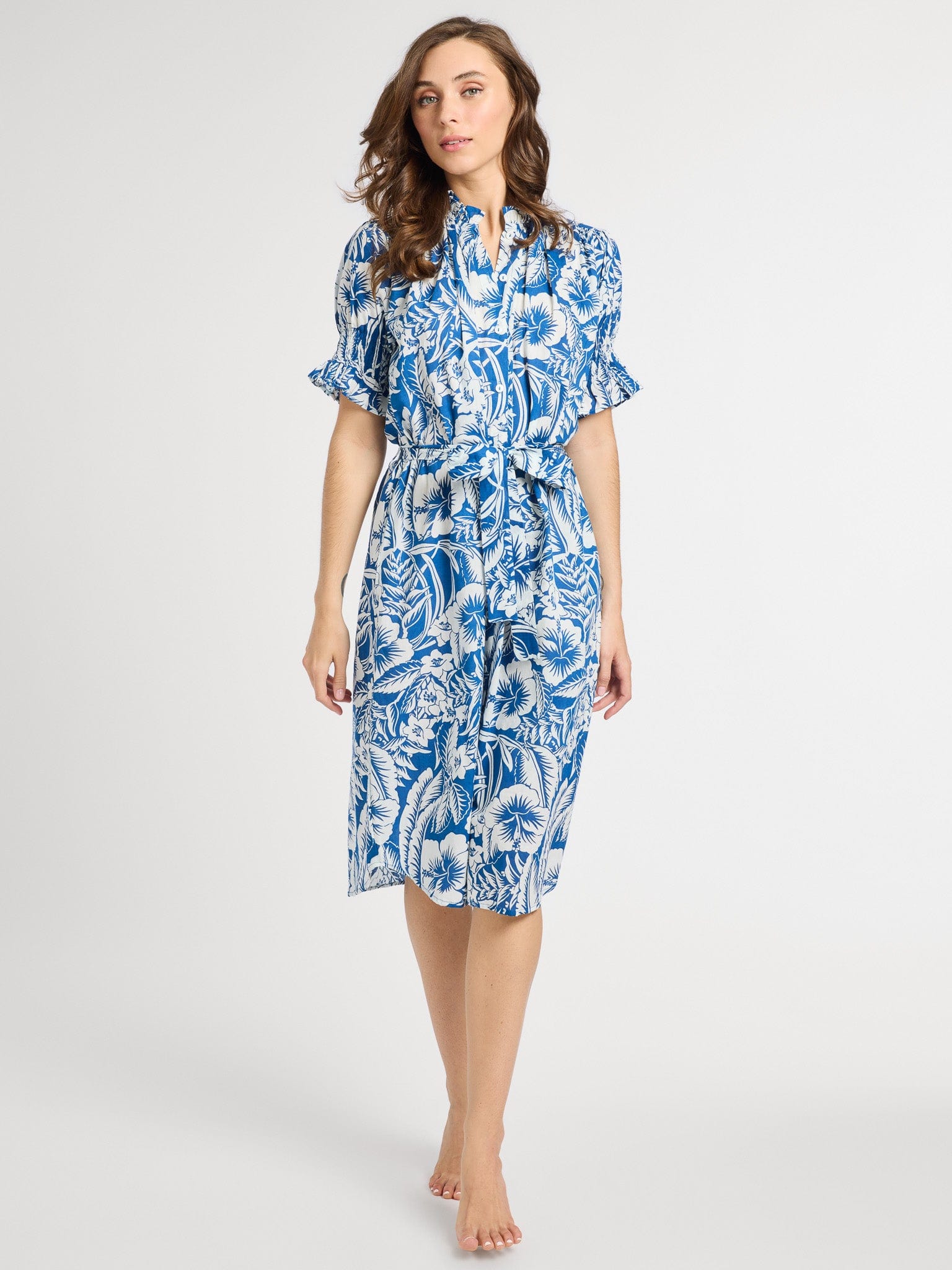 MILLE Clothing Vera Dress in Blue Hibiscus